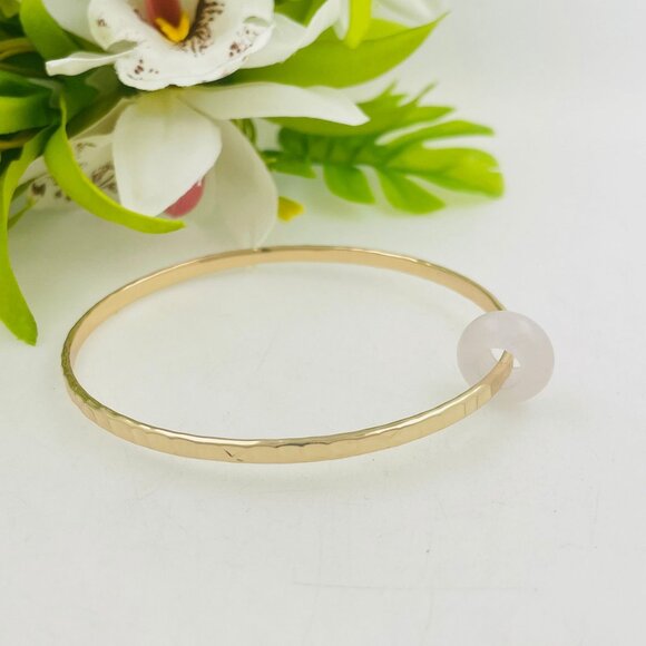 Authentic Pink and White Jade Donut Bangle Bracelets - White Jade - Pink Jade - Picture 3 of 7